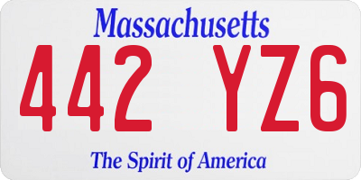 MA license plate 442YZ6