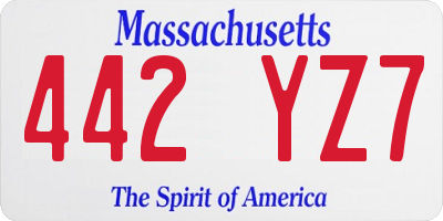 MA license plate 442YZ7