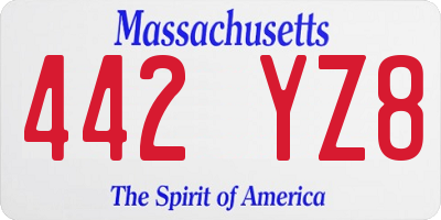 MA license plate 442YZ8