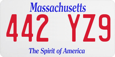 MA license plate 442YZ9