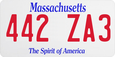 MA license plate 442ZA3