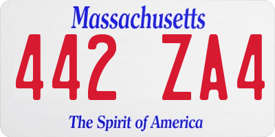 MA license plate 442ZA4