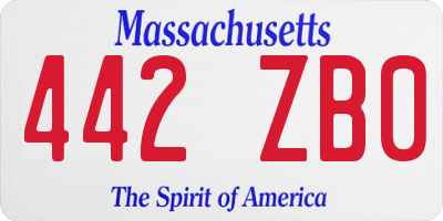 MA license plate 442ZB0