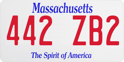 MA license plate 442ZB2