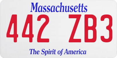 MA license plate 442ZB3
