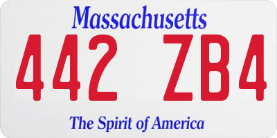 MA license plate 442ZB4