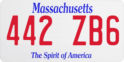 MA license plate 442ZB6