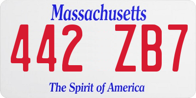 MA license plate 442ZB7