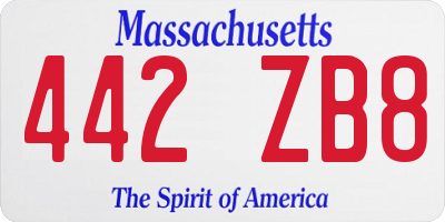 MA license plate 442ZB8