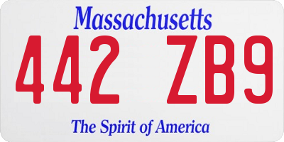 MA license plate 442ZB9