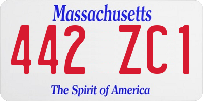 MA license plate 442ZC1