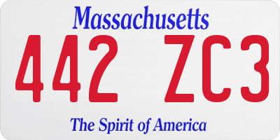 MA license plate 442ZC3