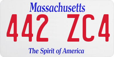 MA license plate 442ZC4