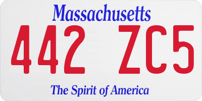 MA license plate 442ZC5