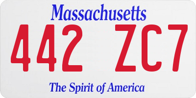 MA license plate 442ZC7