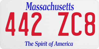 MA license plate 442ZC8