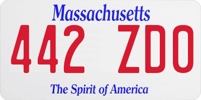 MA license plate 442ZD0