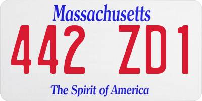 MA license plate 442ZD1