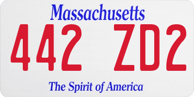 MA license plate 442ZD2