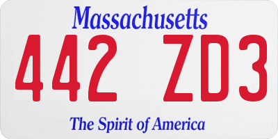 MA license plate 442ZD3