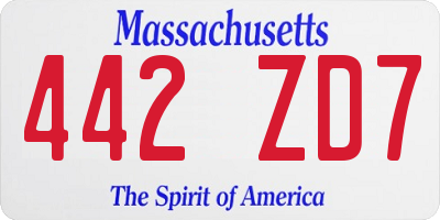 MA license plate 442ZD7