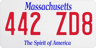 MA license plate 442ZD8