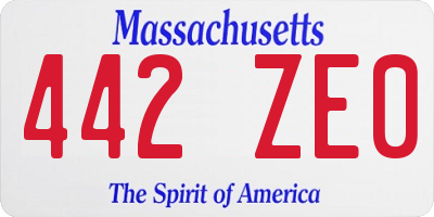 MA license plate 442ZE0