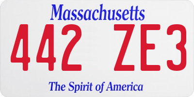 MA license plate 442ZE3