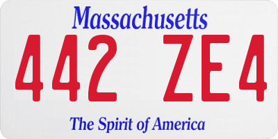MA license plate 442ZE4