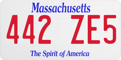 MA license plate 442ZE5