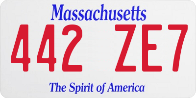 MA license plate 442ZE7