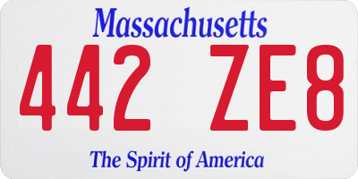 MA license plate 442ZE8