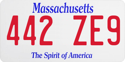 MA license plate 442ZE9
