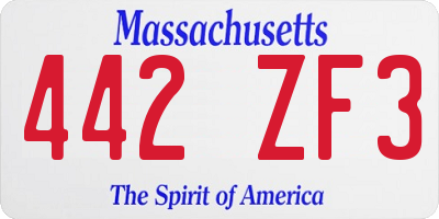 MA license plate 442ZF3