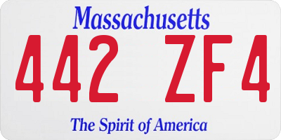 MA license plate 442ZF4