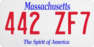 MA license plate 442ZF7