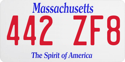 MA license plate 442ZF8