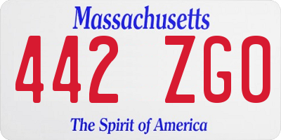 MA license plate 442ZG0