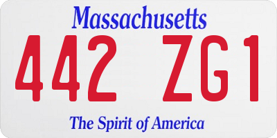 MA license plate 442ZG1