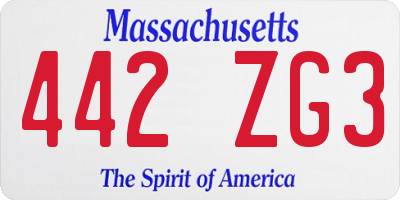 MA license plate 442ZG3