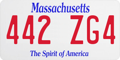 MA license plate 442ZG4