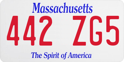MA license plate 442ZG5