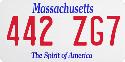 MA license plate 442ZG7