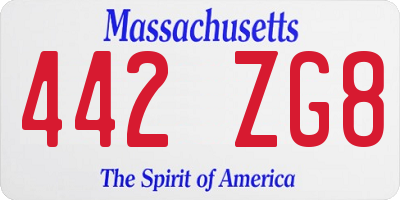 MA license plate 442ZG8