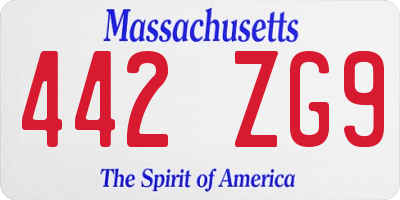 MA license plate 442ZG9