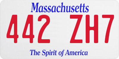 MA license plate 442ZH7