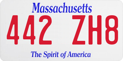 MA license plate 442ZH8
