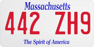 MA license plate 442ZH9