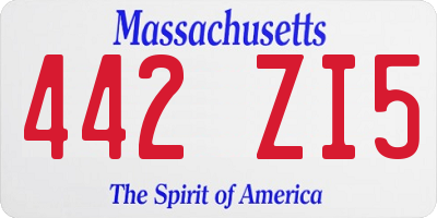 MA license plate 442ZI5
