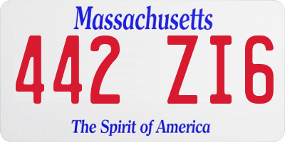MA license plate 442ZI6